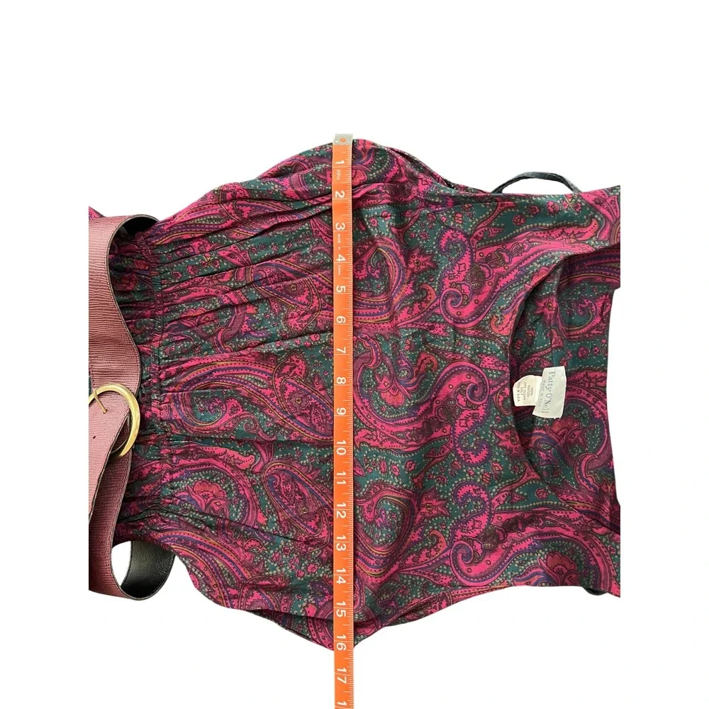 Patty O'Neil Vintage Paisley Dress Set with Cropped Jacket and Belt Pink Green 8